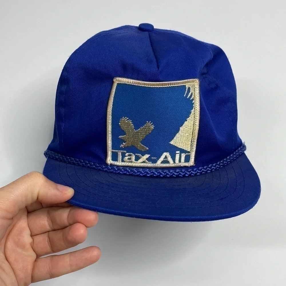 Vintage Nissin TAX AIR Blue Snapback Hat 80s